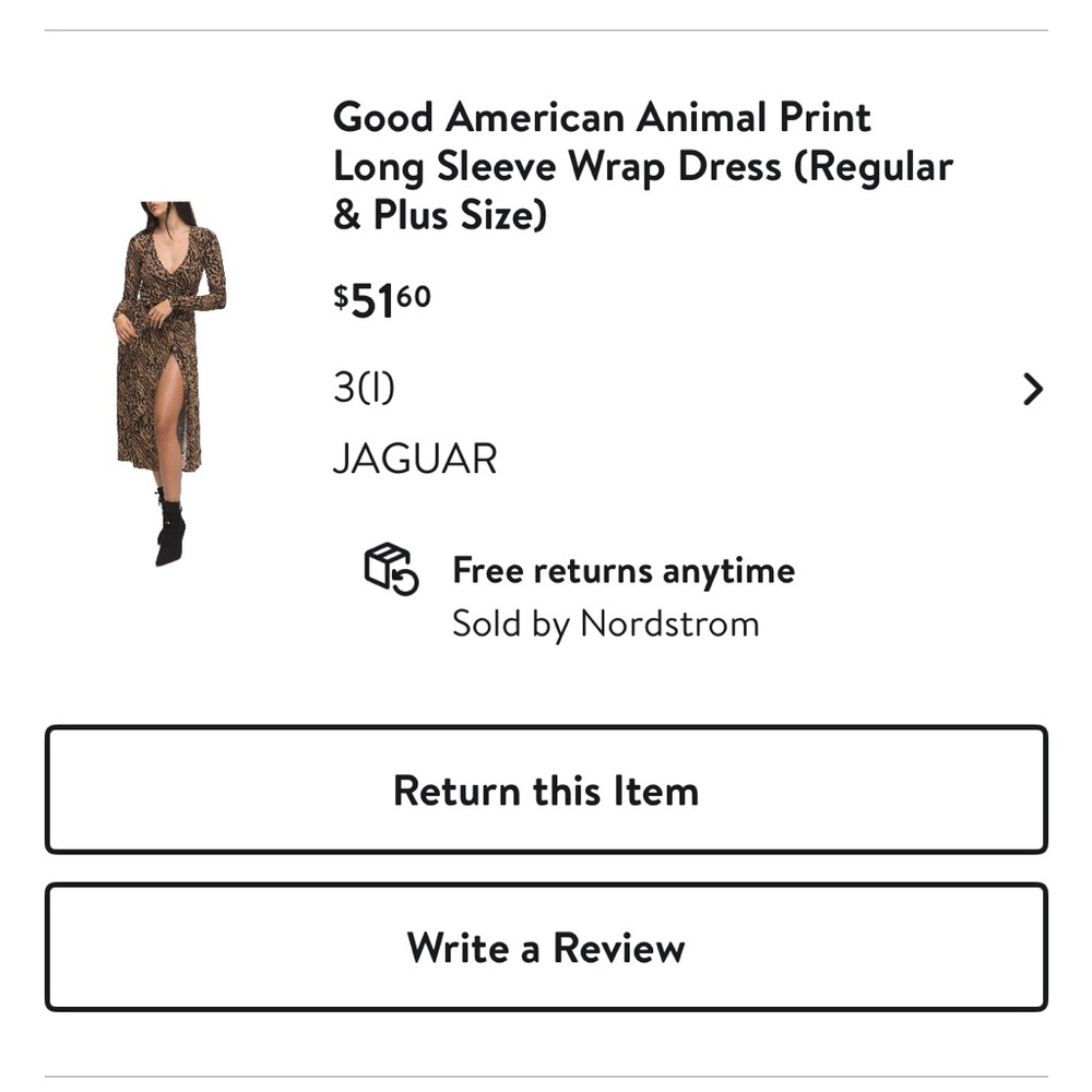 Good American Leopard Print Long Sleeve Dress